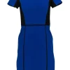 Rebecca Taylor - Blue & Black Paneled Short Sleeve Sheath Dress w/ Studded Neckline Sz 2