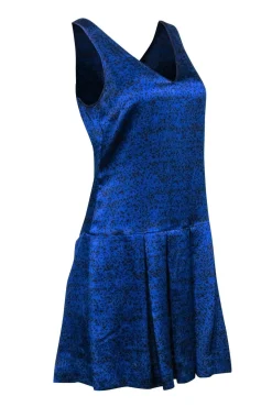 Rebecca Taylor - Blue & Black Snake Skin Print Silk Dress Sz 0