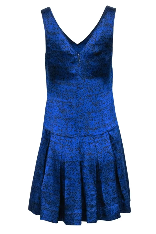 Rebecca Taylor - Blue & Black Snake Skin Print Silk Dress Sz 0