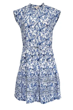 Rebecca Taylor - Blue & White Floral Print Cap Sleeve Dress Sz 2