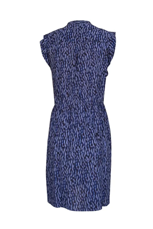 Rebecca Taylor - Blue, Black, & Indigo Print Silk Sleeveless Dress Sz 10