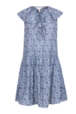 Rebecca Taylor - Blue Floral Print Mini Dress Sz 4