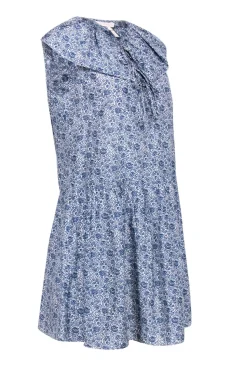 Rebecca Taylor - Blue Floral Print Mini Dress Sz 4