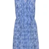 Rebecca Taylor - Blue Geometric Printed Silk A-Line Dress w/ Pleats Sz 0
