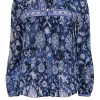 Rebecca Taylor - Blue, Indigo, & Light Pink Paisley Print Silk Blouse Sz 2