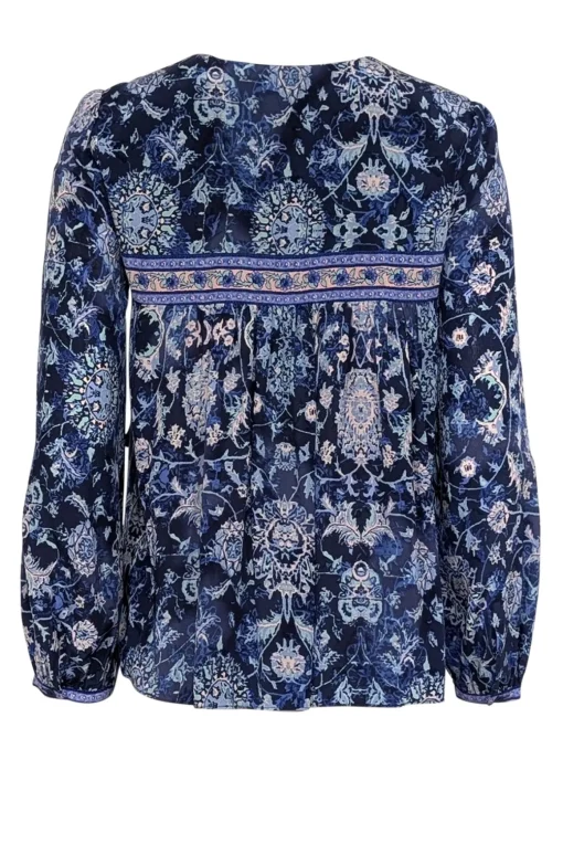 Rebecca Taylor - Blue, Indigo, & Light Pink Paisley Print Silk Blouse Sz 2