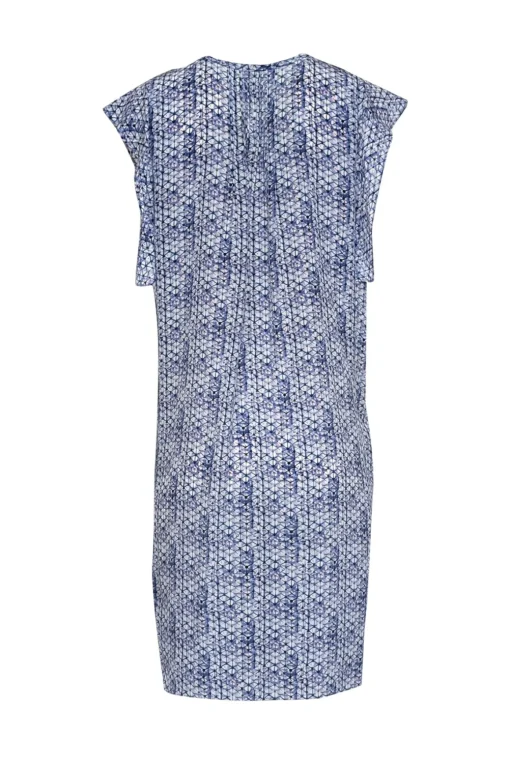 Rebecca Taylor - Blue Multicolor Kaleidoscope Print Pleated Silk Dress Sz 8