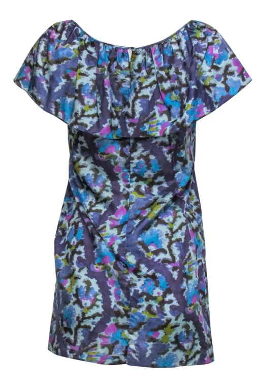 Rebecca Taylor - Blue Tone Abstract Print Silk Dress Sz 2