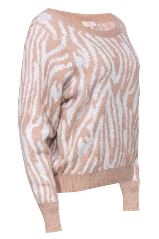 Rebecca Taylor - Blush & White Zebra Print Fuzzy Sweater Sz M