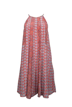 Rebecca Taylor - Coral, Red, & Blue Floral Print Silk Cami Dress Sz 8