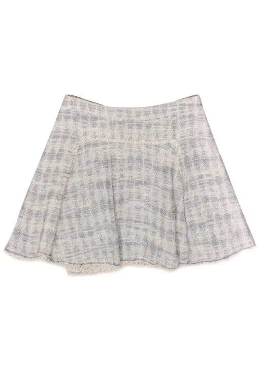 Rebecca Taylor - Cream & Baby Blue Woven Tweed Miniskirt Sz 4