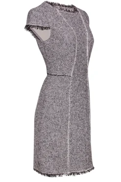 Rebecca Taylor - Cream & Multi Woven Tweed Sheath Dress Sz 4