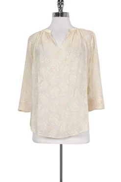 Rebecca Taylor - Cream Embroidered Silk Top Sz 2