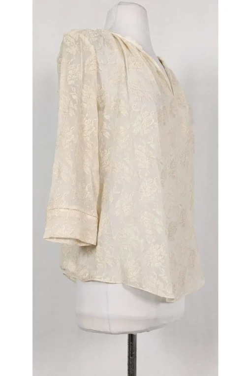 Rebecca Taylor - Cream Embroidered Silk Top Sz 2