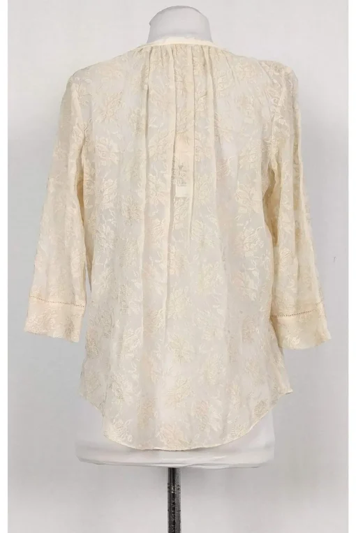 Rebecca Taylor - Cream Embroidered Silk Top Sz 2
