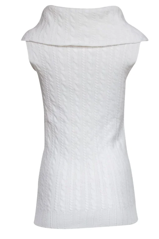 Rebecca Taylor - Cream Knit Sleeveless Zip Front Top Sz S