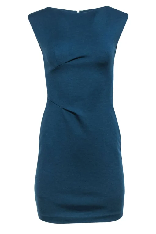 Rebecca Taylor - Dark Teal Sleeveless Ruched Sheath Dress Sz 0