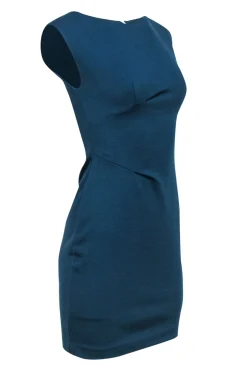 Rebecca Taylor - Dark Teal Sleeveless Ruched Sheath Dress Sz 0