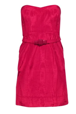 Rebecca Taylor - Fuchsia Strapless Belted Dress Sz 4