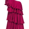 Rebecca Taylor - Fuchsia Silk Tiered One-Shoulder Dress Sz 4