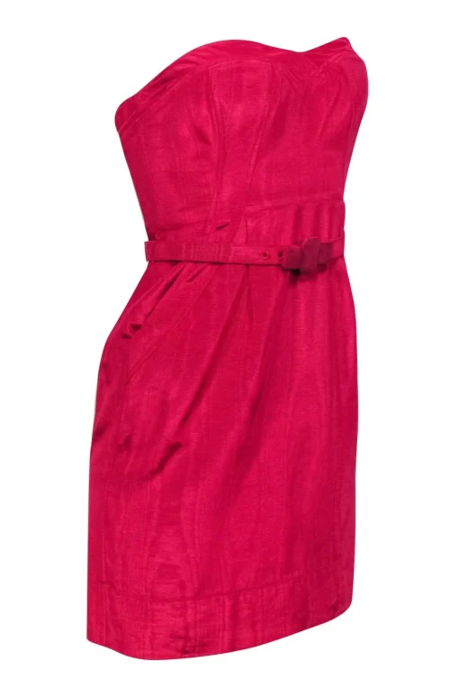 Rebecca Taylor - Fuchsia Strapless Belted Dress Sz 4