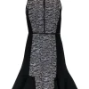 Rebecca Taylor - Grey & Metallic Blue Paneled Tweed Dress w/ Peplum Sz 6
