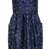 Rebecca Taylor - Grey & Purple Floral Print Quilted Silk Dress Sz 6