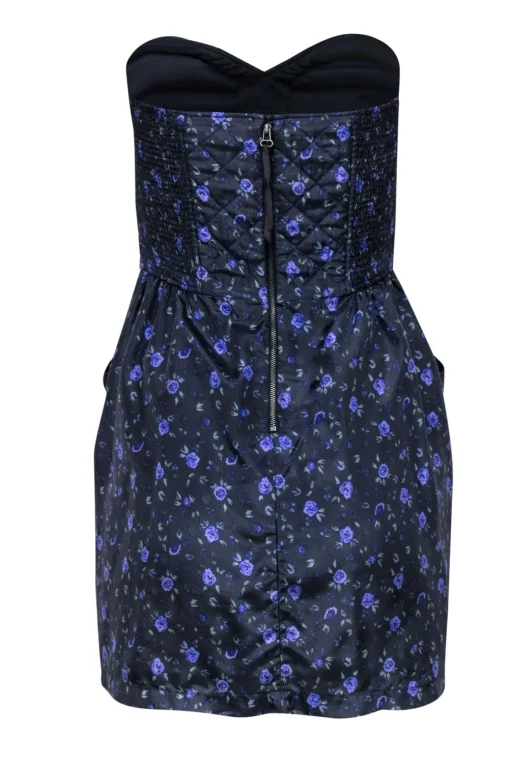 Rebecca Taylor - Grey & Purple Floral Print Quilted Silk Dress Sz 6