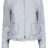 Rebecca Taylor - Grey & White Tweed Blazer w/ Fringe Accents Sz 8
