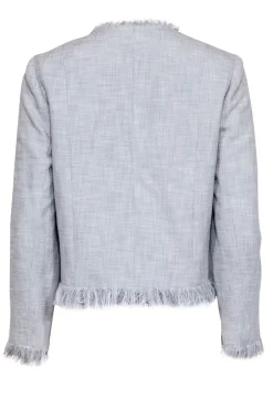 Rebecca Taylor - Grey & White Tweed Blazer w/ Fringe Accents Sz 8