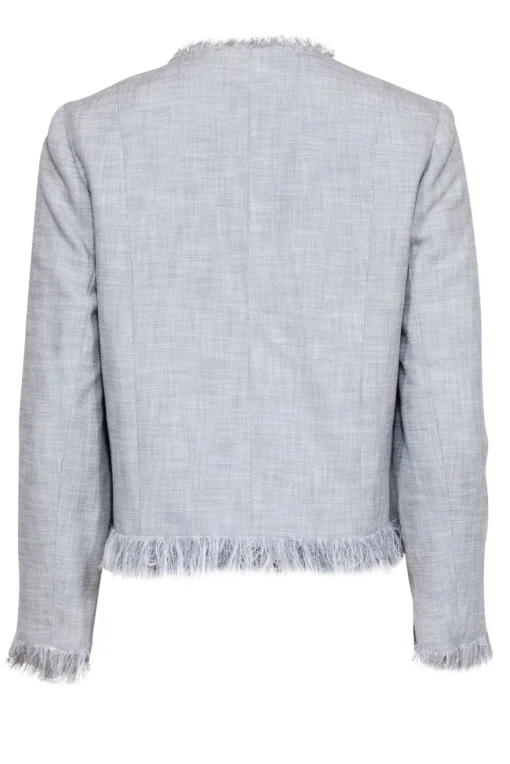 Rebecca Taylor - Grey & White Tweed Blazer w/ Fringe Accents Sz 8