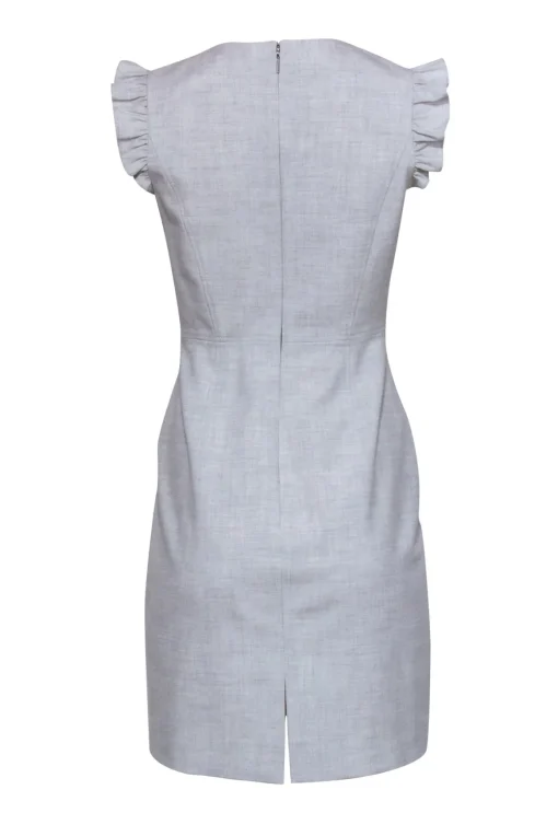 Rebecca Taylor - Grey Tailored Mid Length Dress w/ Ruffled Cap Sleeves Sz 2