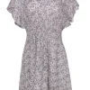 Rebecca Taylor - Ivory & Black Floral Printed Ruffled Dress Sz 2