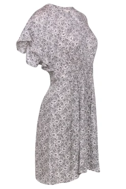 Rebecca Taylor - Ivory & Black Floral Printed Ruffled Dress Sz 2
