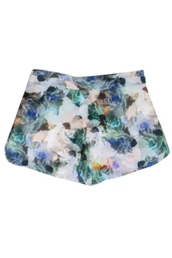 Rebecca Taylor - Ivory Silk Shorts w/ Large Multicolor Floral Print Sz 8