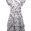 Rebecca Taylor - Ivory w/ Pastel Lavender, Orange, & Green Floral Print Dress Sz 6