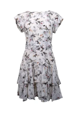 Rebecca Taylor - Ivory w/ Pastel Lavender, Orange, & Green Floral Print Dress Sz 6