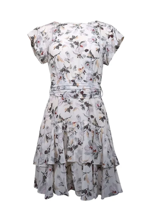 Rebecca Taylor - Ivory w/ Pastel Lavender, Orange, & Green Floral Print Dress Sz 6