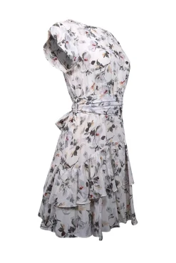Rebecca Taylor - Ivory w/ Pastel Lavender, Orange, & Green Floral Print Dress Sz 6