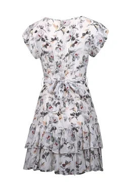 Rebecca Taylor - Ivory w/ Pastel Lavender, Orange, & Green Floral Print Dress Sz 6