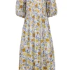 Rebecca Taylor - Ivory w/ Yellow & Blue Floral Print Maxi Dress Sz XL