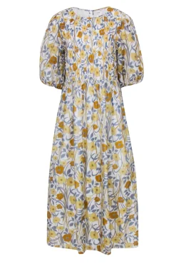 Rebecca Taylor - Ivory w/ Yellow & Blue Floral Print Maxi Dress Sz XL