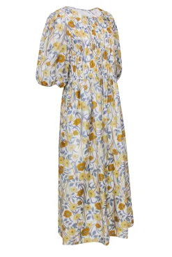 Rebecca Taylor - Ivory w/ Yellow & Blue Floral Print Maxi Dress Sz XL