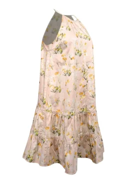 Rebecca Taylor - Light Pink Peach & Yellow Floral Sleeveless Dress Sz 2