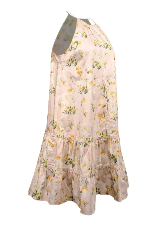 Rebecca Taylor - Light Pink Peach & Yellow Floral Sleeveless Dress Sz 2