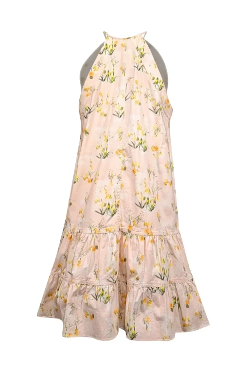 Rebecca Taylor - Light Pink Peach & Yellow Floral Sleeveless Dress Sz 2