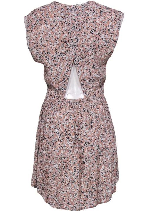Rebecca Taylor - Light Pink, Black & White Floral Print Fit & Flare Dress Sz 6