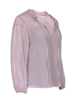 Rebecca Taylor - Lilac Clip Dot Silk Blend Chiffon Blouse Sz 2