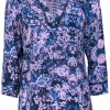 Rebecca Taylor - Navy & Lavender Floral Print Silk Blouse Sz 6