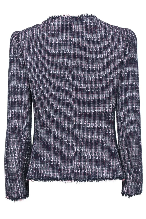Rebecca Taylor - Navy & Pink Tweed Open Front Blazer Sz 8